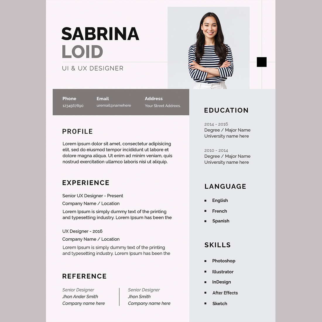 Simple CV Resume Template Design.