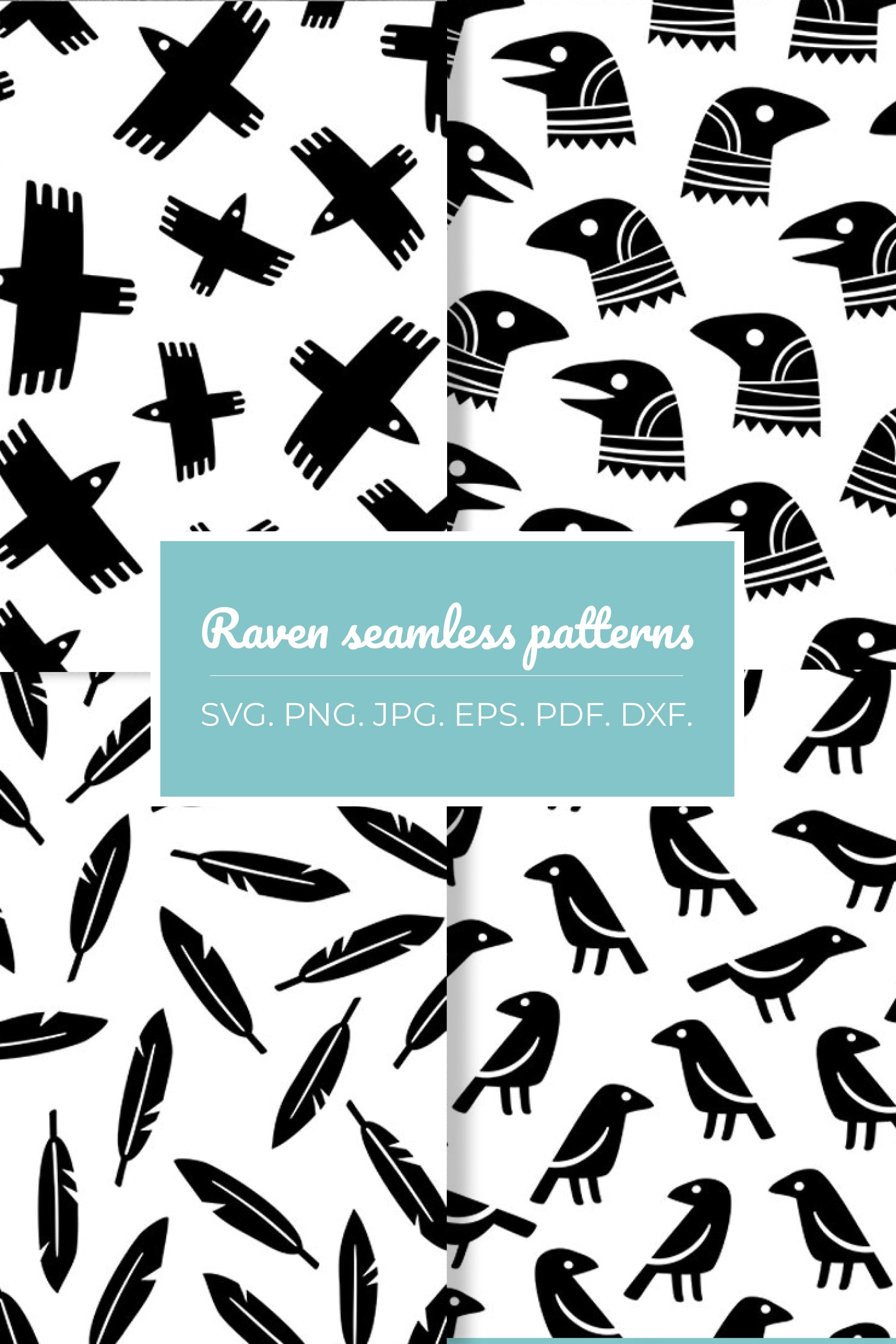 Raven Pattern SVG - pinterest image preview.