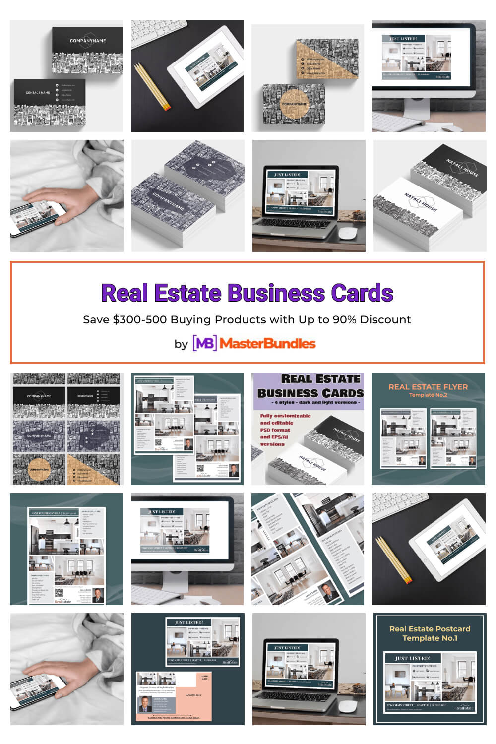 real estate business cards pinterest image.