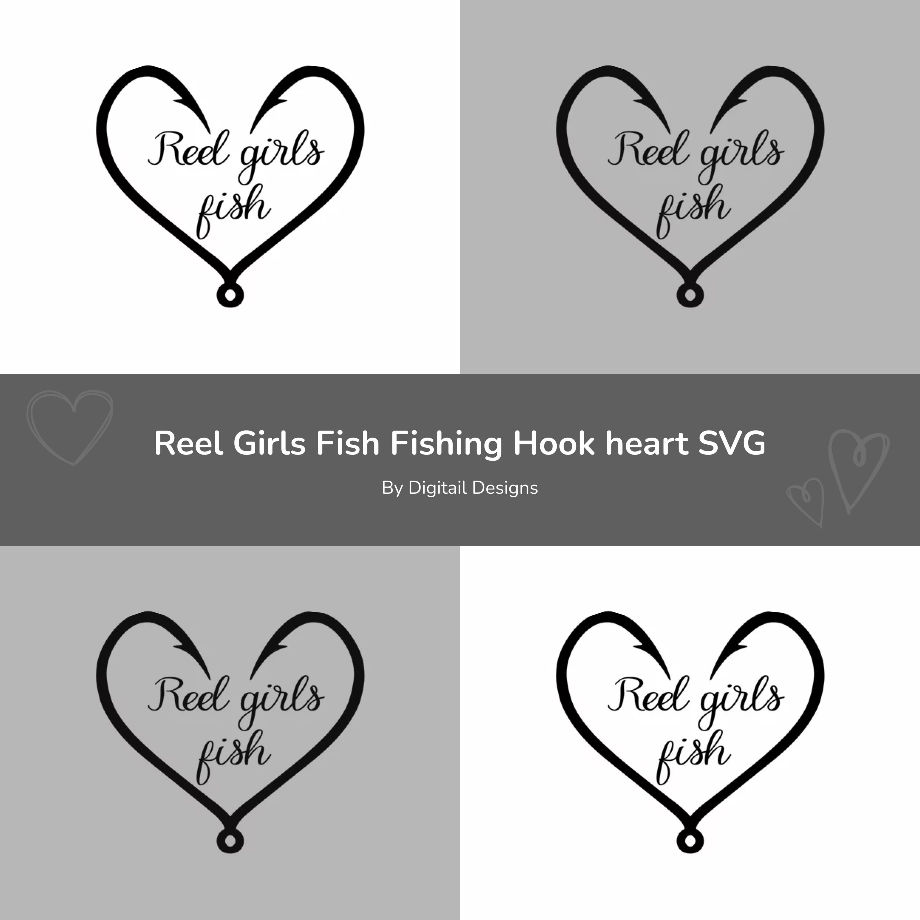 Reel Girls Fish Fishing Hook heart SVG.