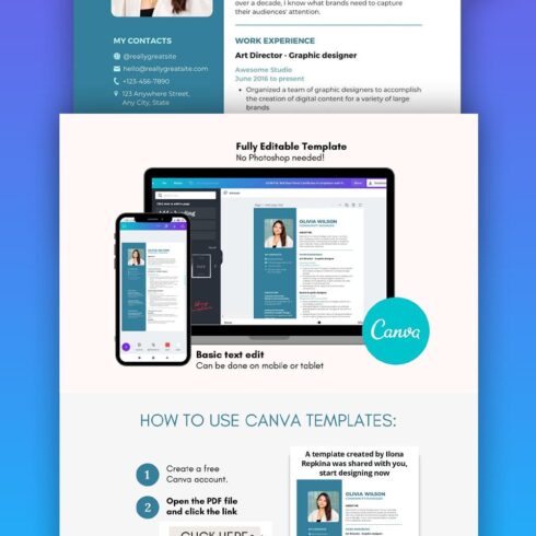 Resume Canva Template, Printable A4 | Master Bundles