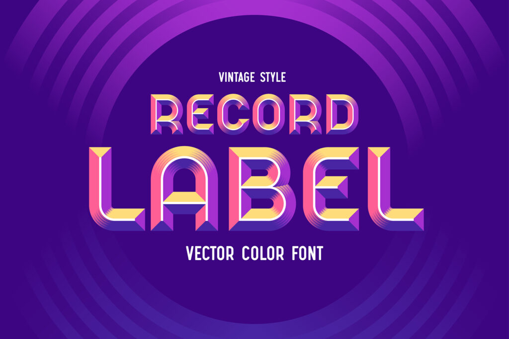 Record Label Color Vector Font MasterBundles
