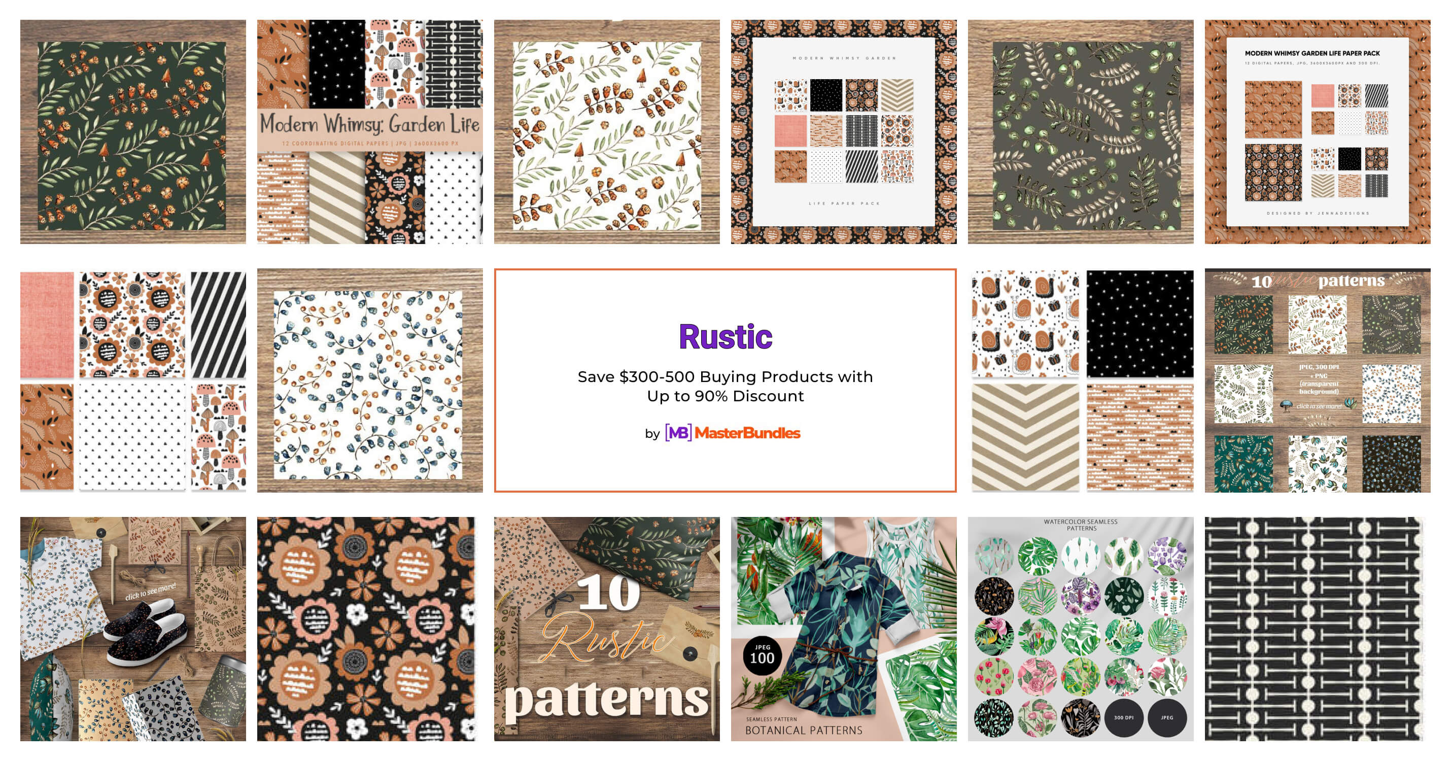 51+ Rustic Pattern Graphic Bundles 2024 - MasterBundles