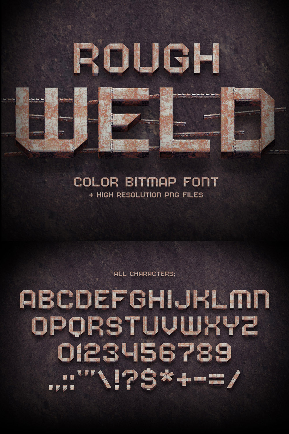 Rough Weld – Color Bitmap Font pinterest
