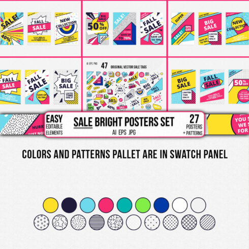 SALE Bright Posters Set cover.