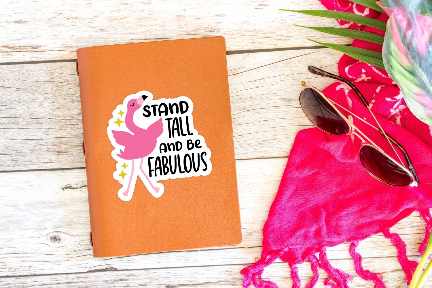 Sassy flamingo sticker bundle for notebook.