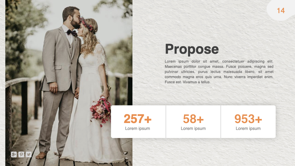 Useful slide for a big wedding data Rustic Wedding Keynote Template.