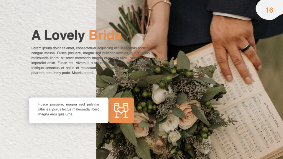 Slide with flowers for bride Rustic Wedding Google Slides Theme.
