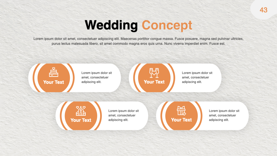 Wedding concept in a table format.