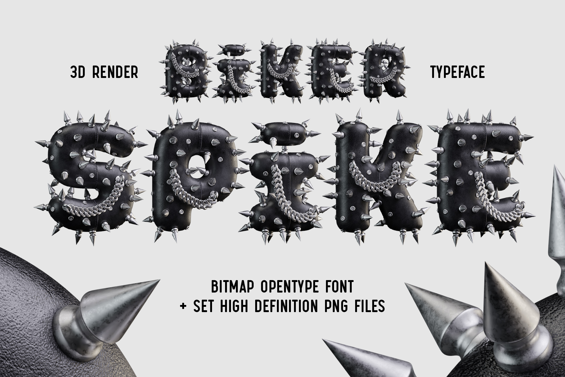 Biker Spike Bitmap Font.
