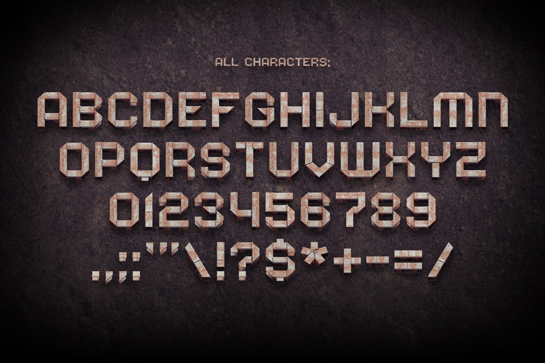 Rough Weld – Color Bitmap Font letters.