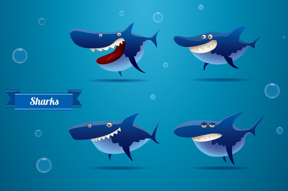 Four mood options of shark.