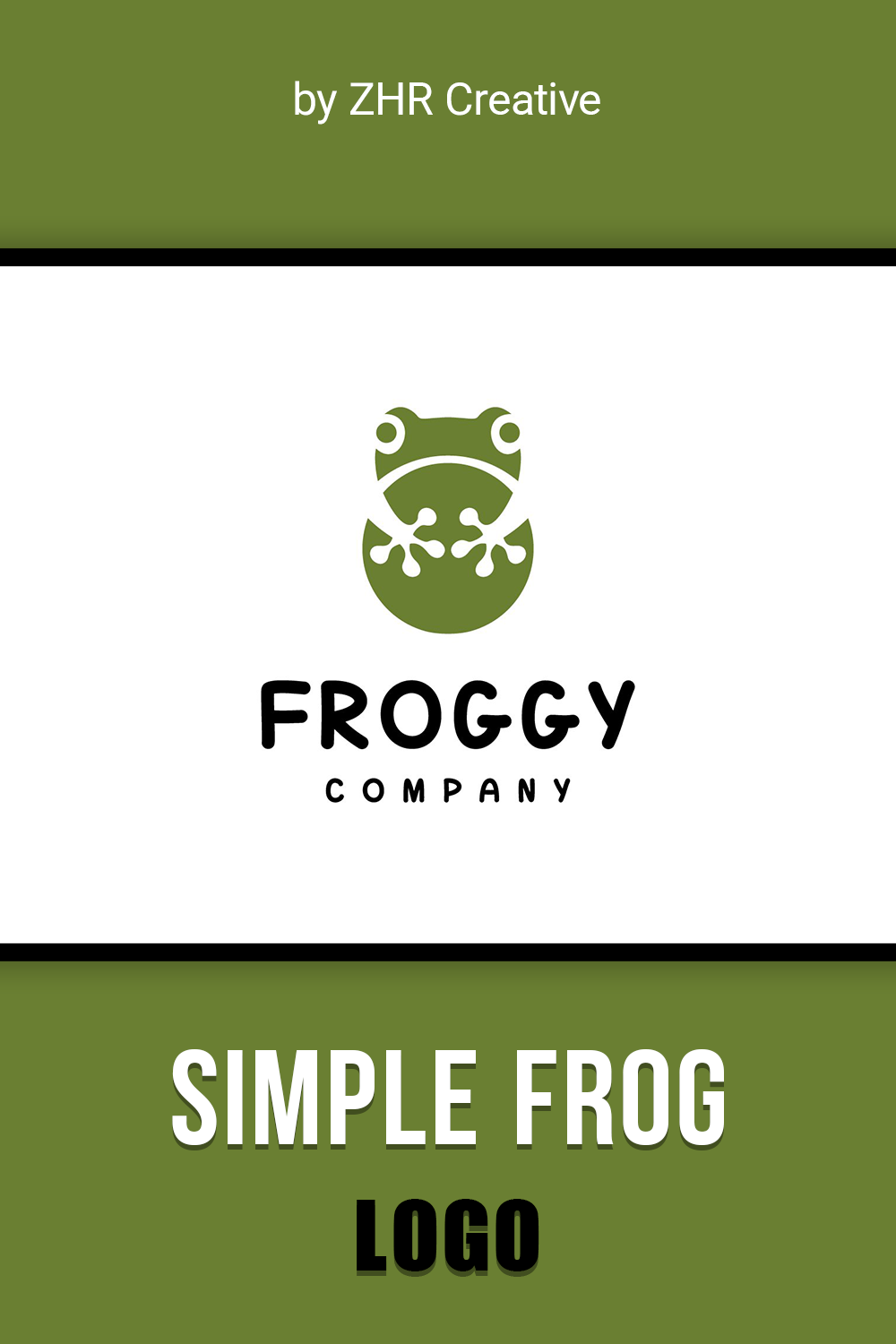 Simple green frog with ornament.