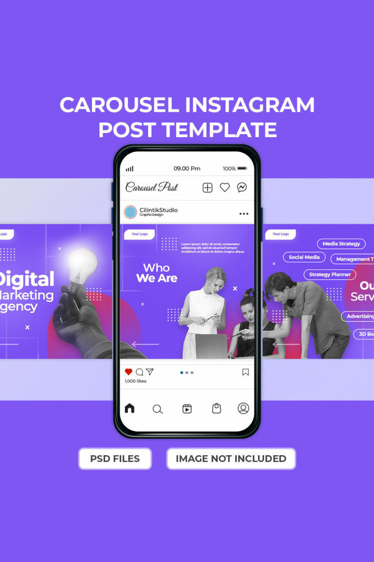 Digital agency social media carousel post template - MasterBundles