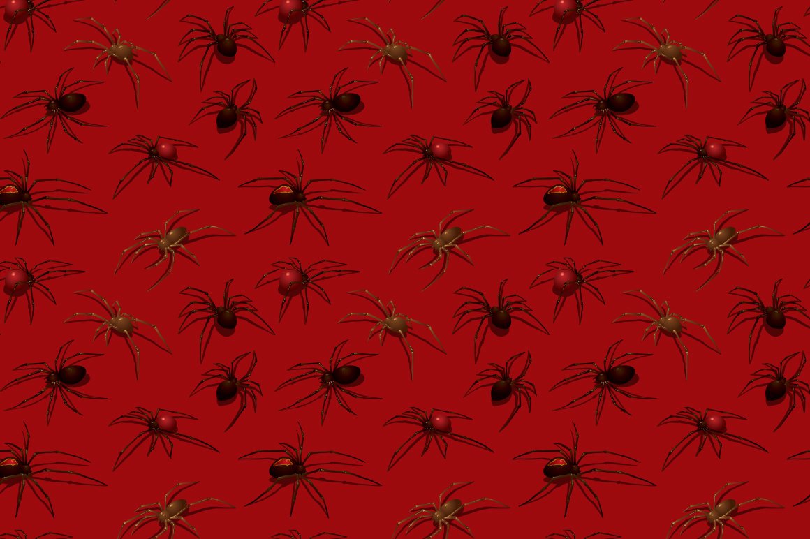Passionate red background with spiders.