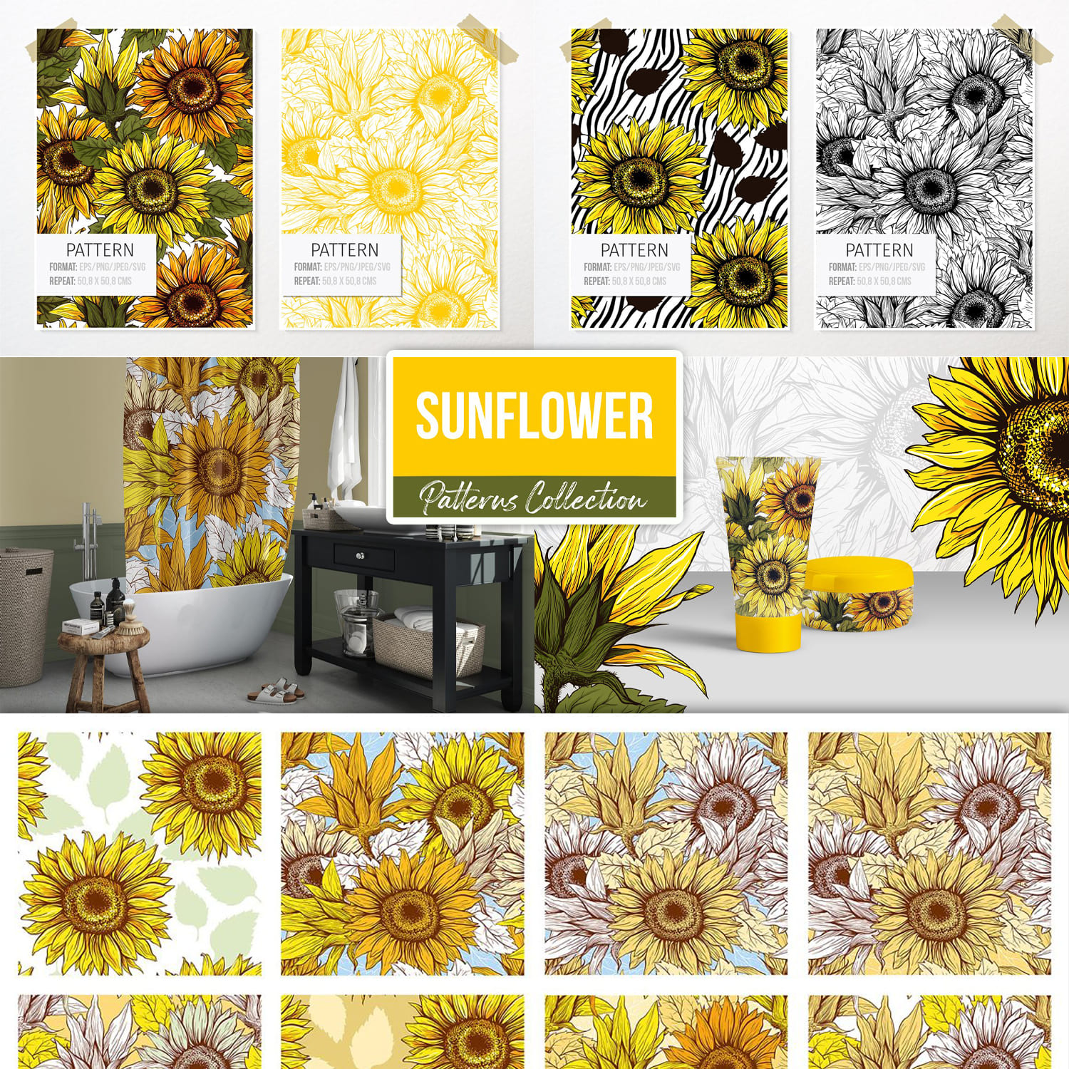 Sunflower patterns collection - main image preview.
