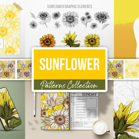 Sunflower patterns collection - Facebook image preview.