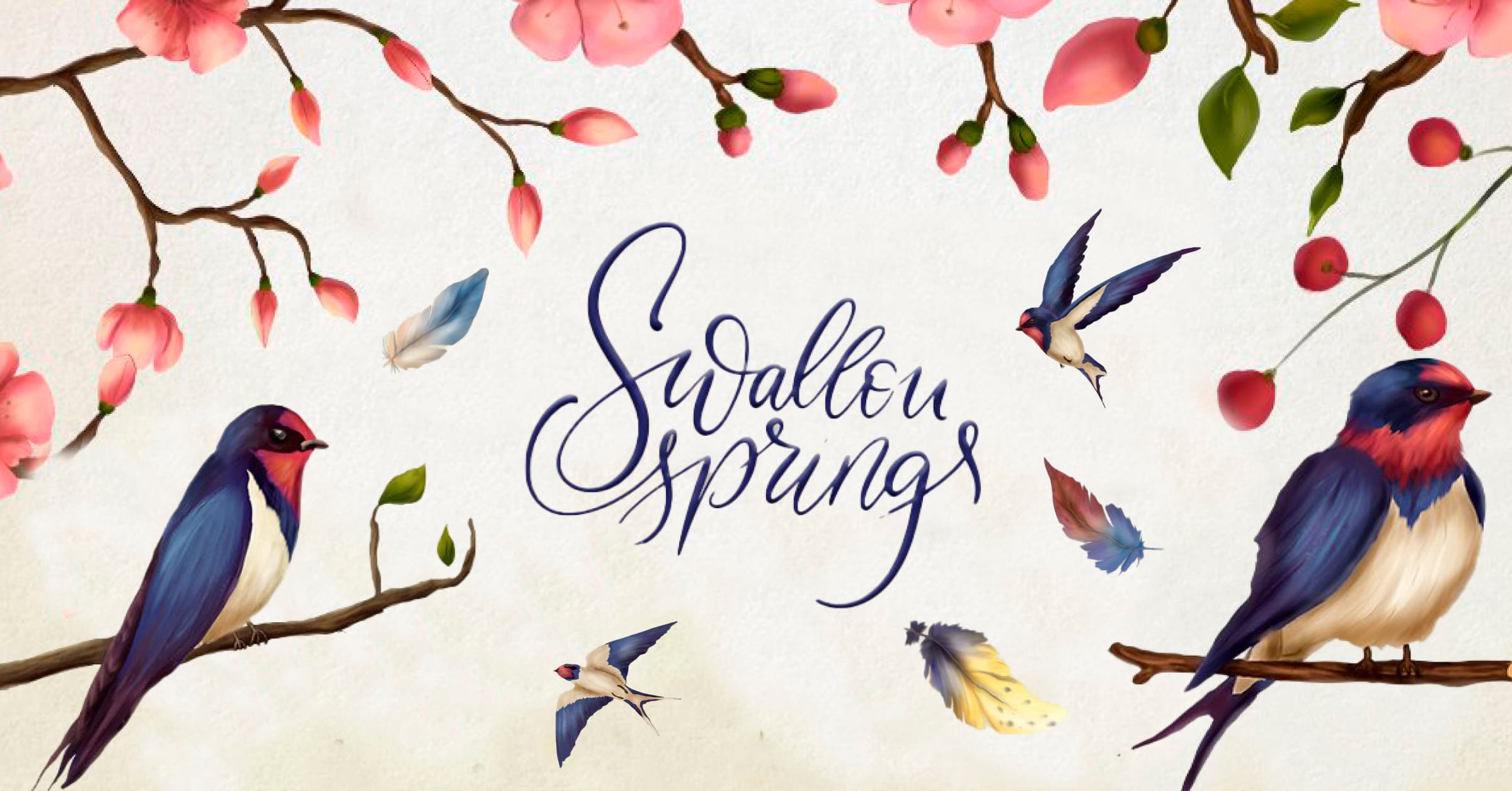 Swallow springs. Gentle graphics set - Facebook page preview.