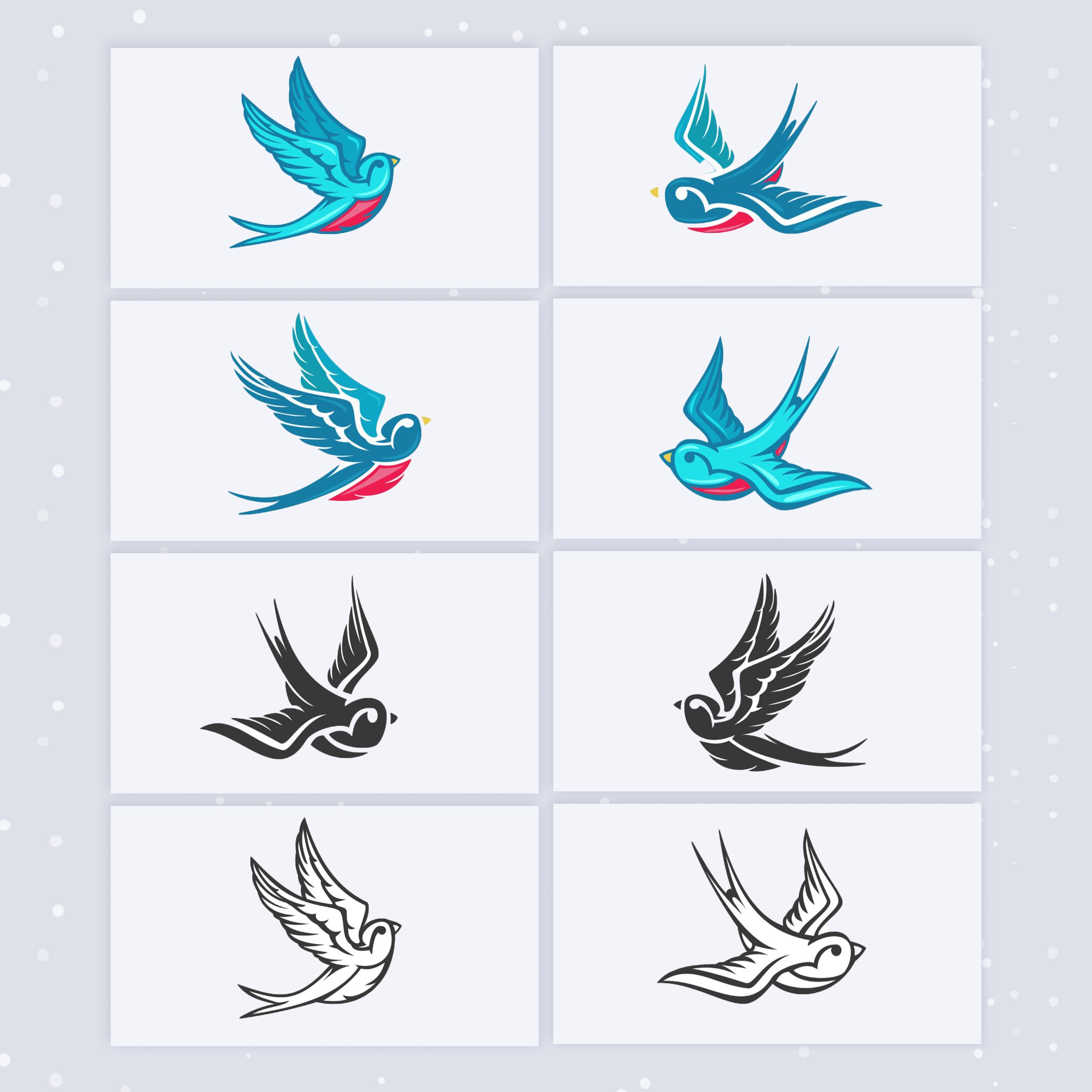 Colored versions of swallows elements.