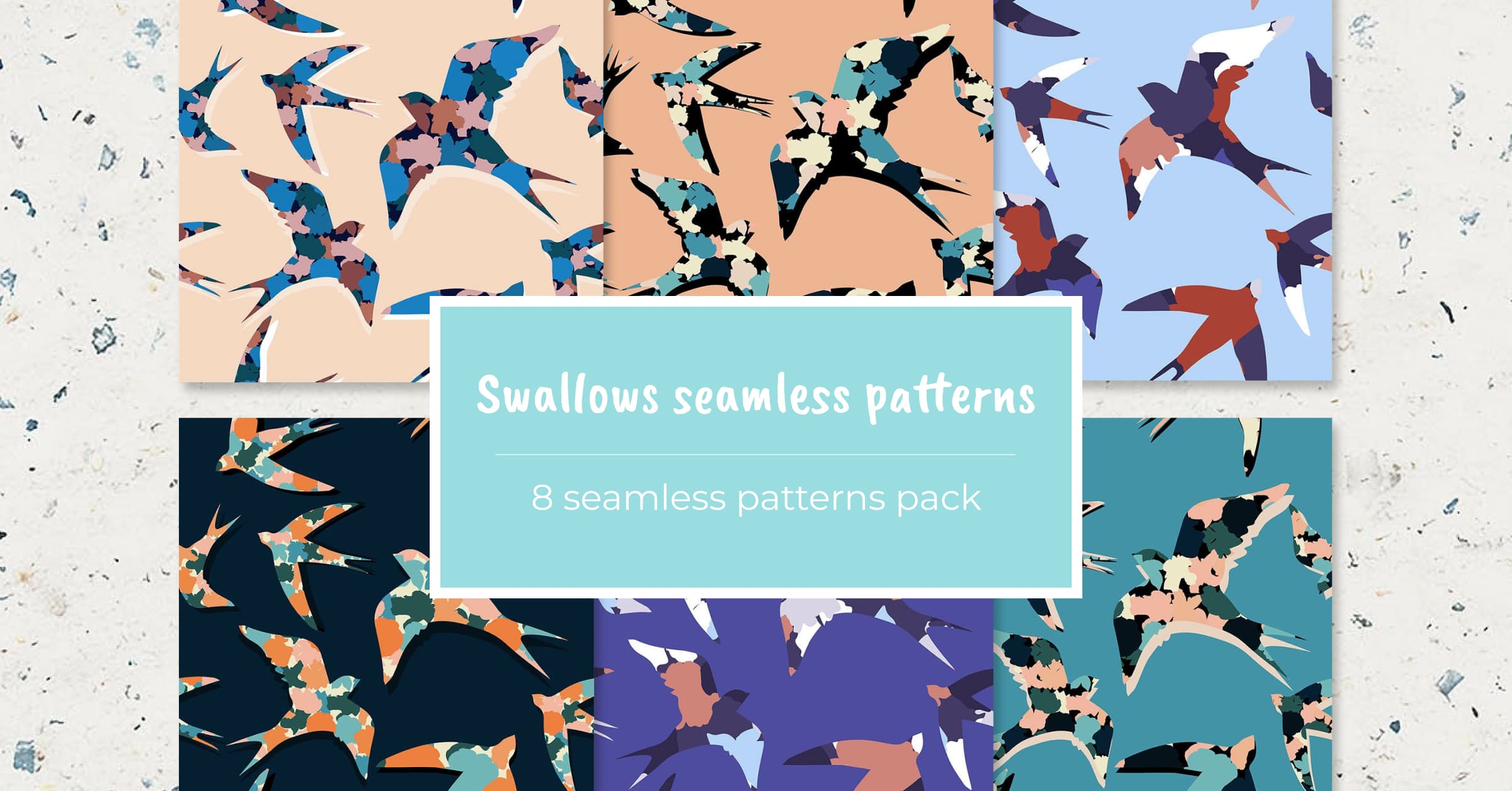 Swallows seamless patterns - Facebook page preview.