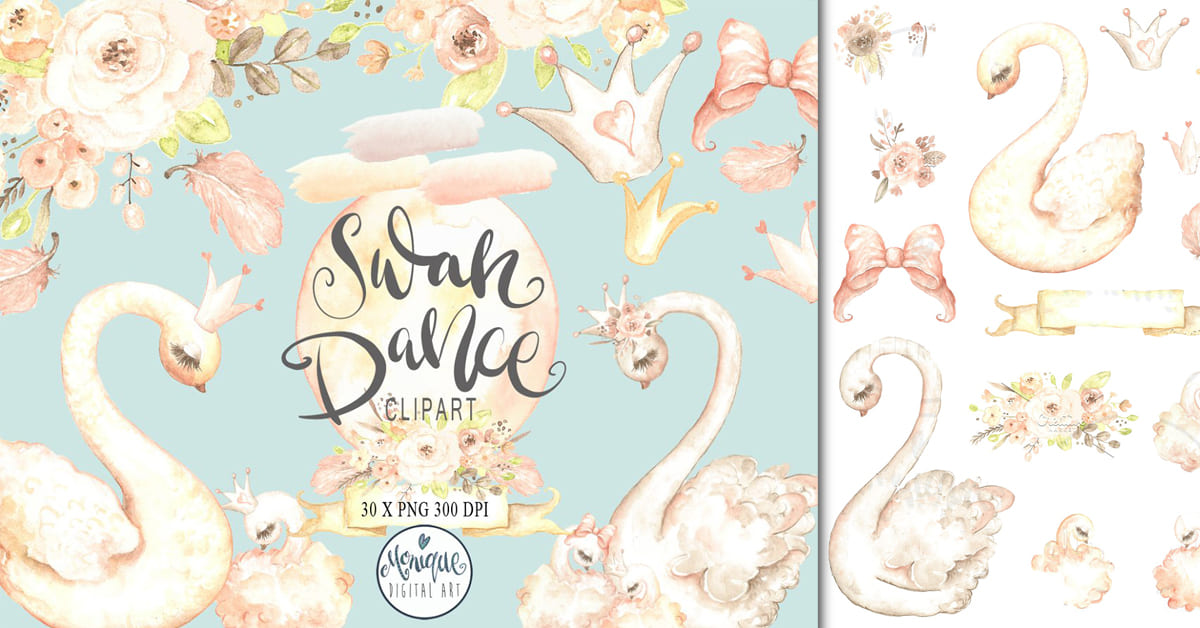 Swan Clipart, Watercolor Swan – MasterBundles