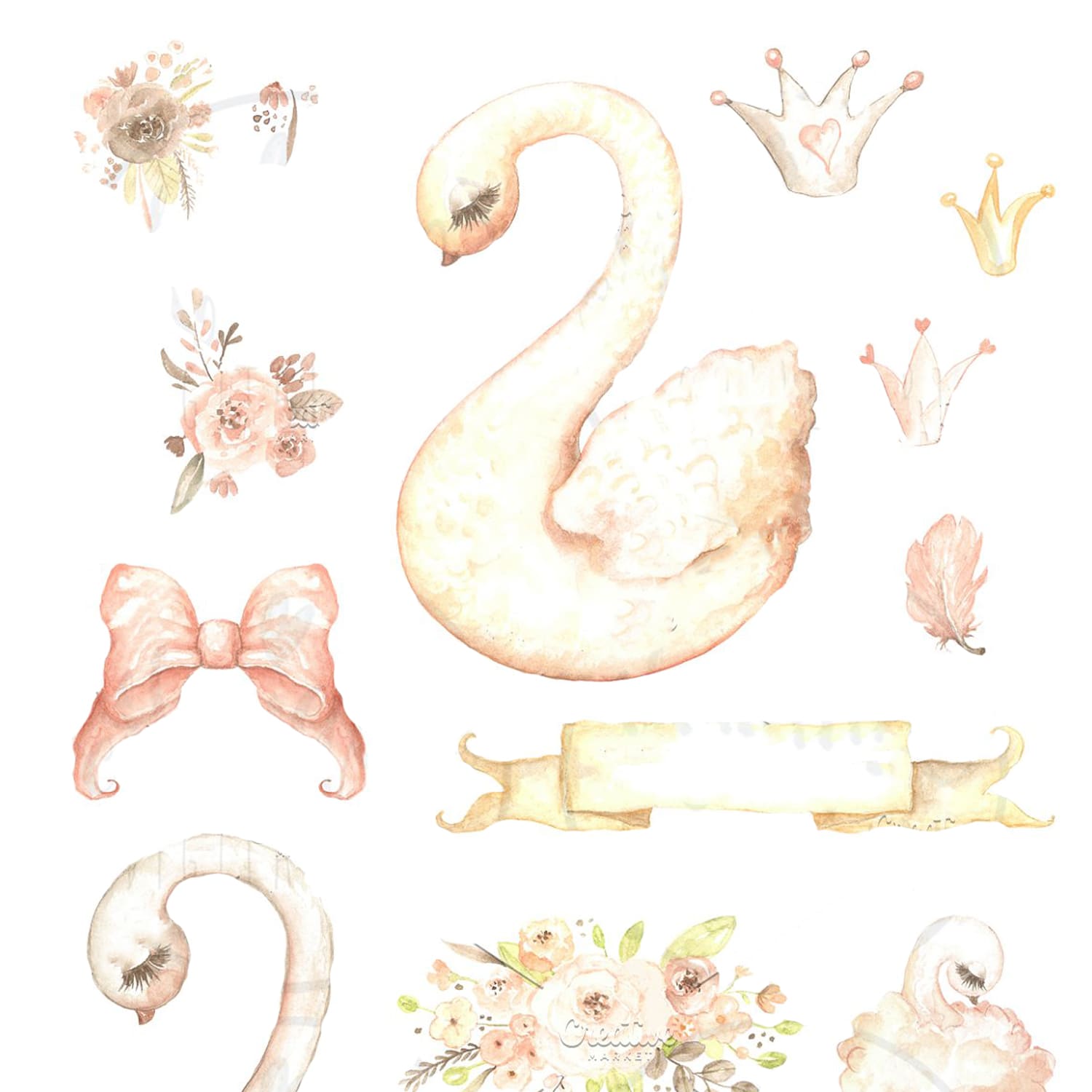 Swan Clipart, Watercolor Swan cover.