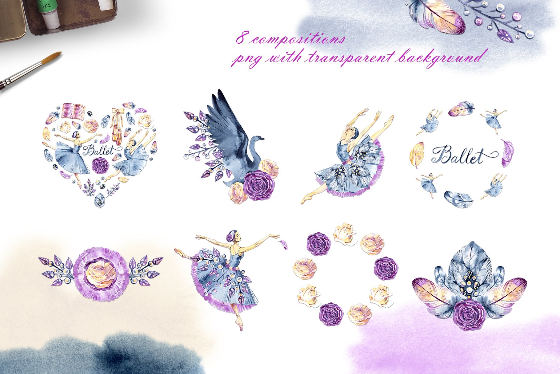 Royal elements for your purple swan composition.