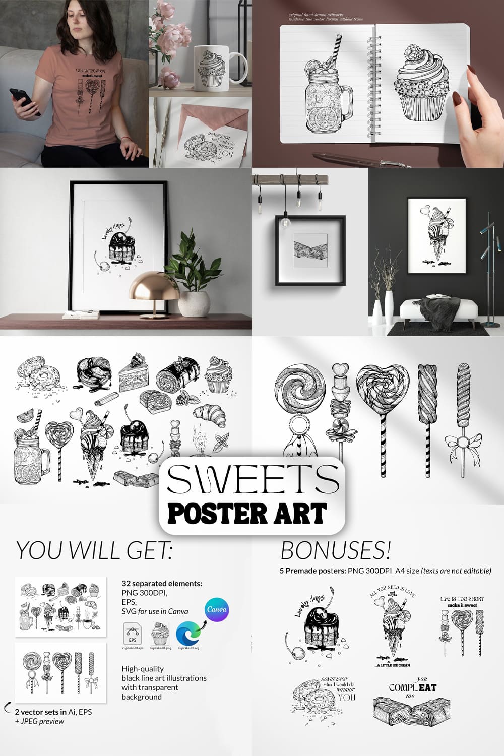 Sweets for poster art - Pinterest image preview.