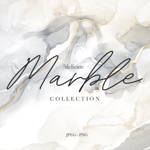 Delicate Golden Gray Marble Backgrounds Collection.