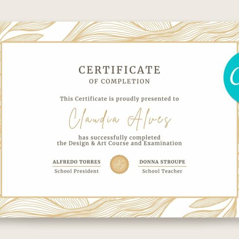 Golden Waves Canva Certificate | Master Bundles