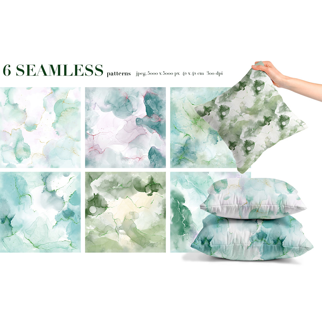 Emerald marble textures & patterns. Green stones backgrounds collection.