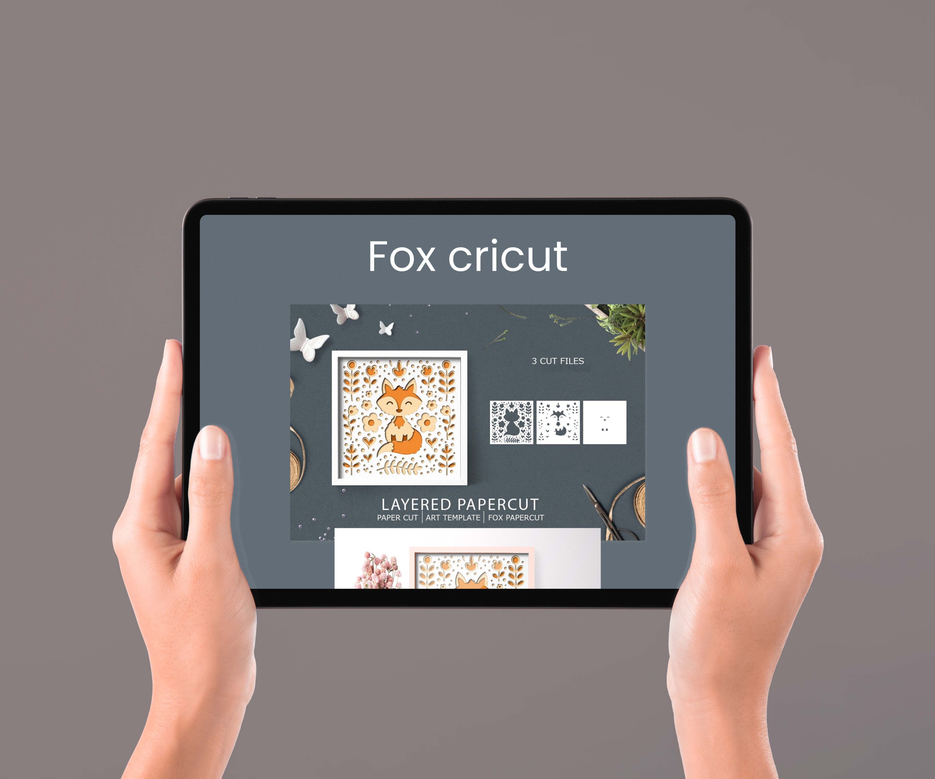 Fox cricut SVG layered papercut - tablet.