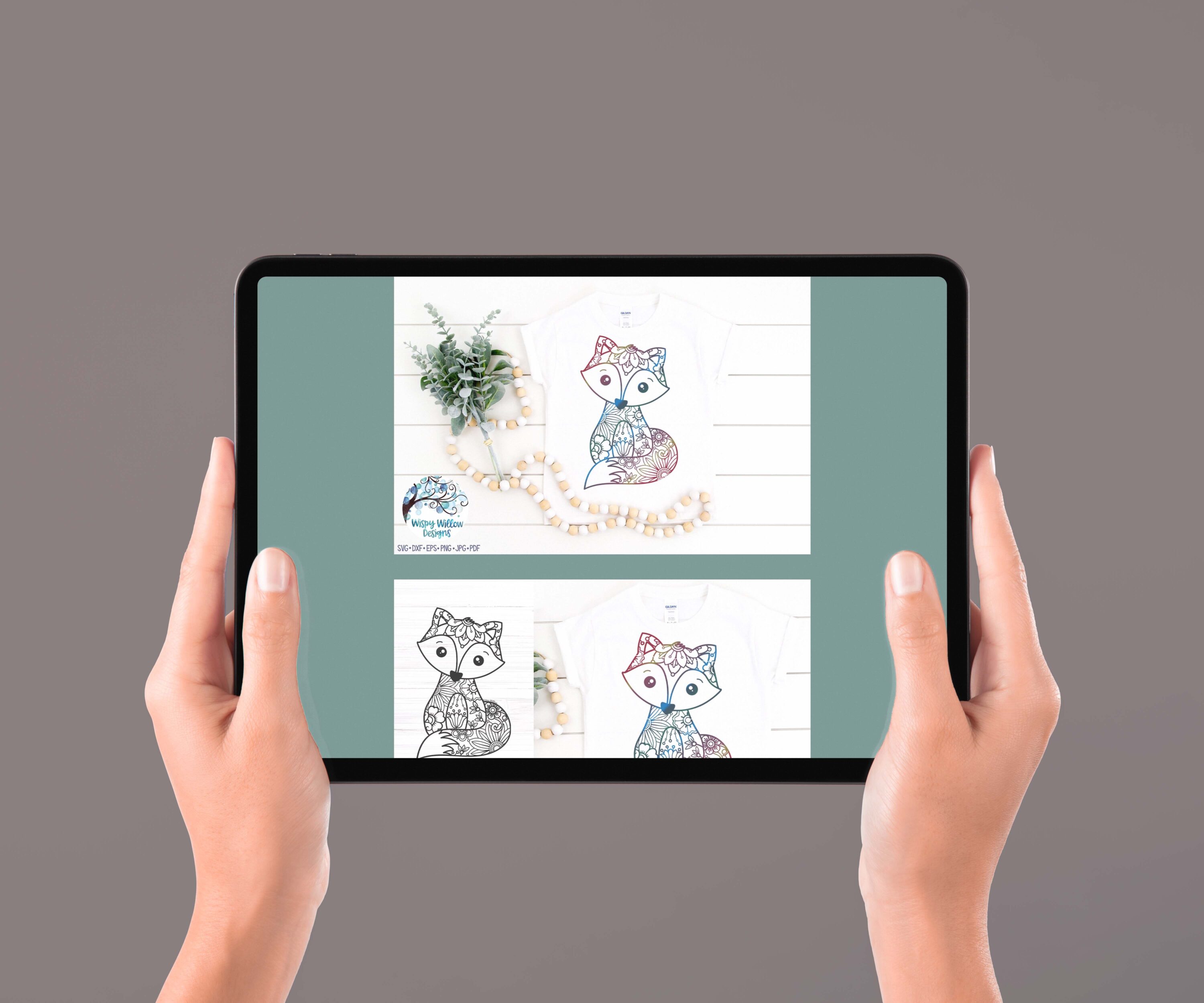 Floral Fox SVG | Fox Mandala SVG Cut File - tablet.