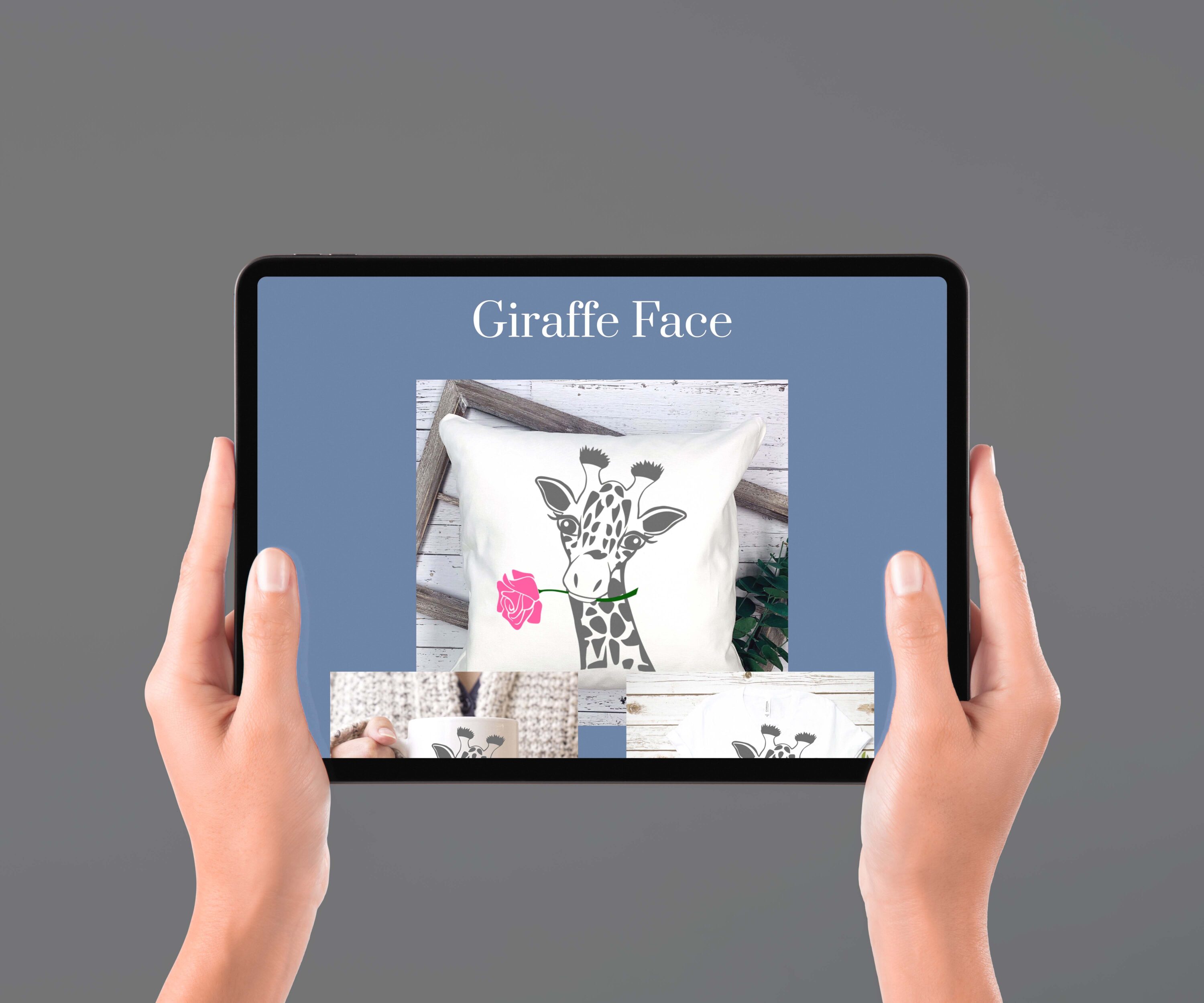 Giraffe Face svg, Flower Rose Safari Giraffe head cut file - tablet.