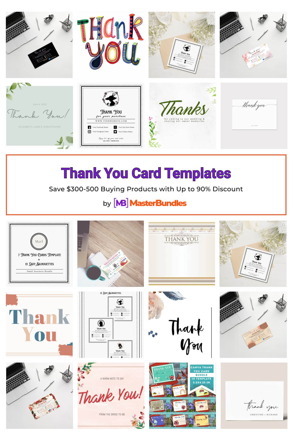 thank you card templates pinterest image.