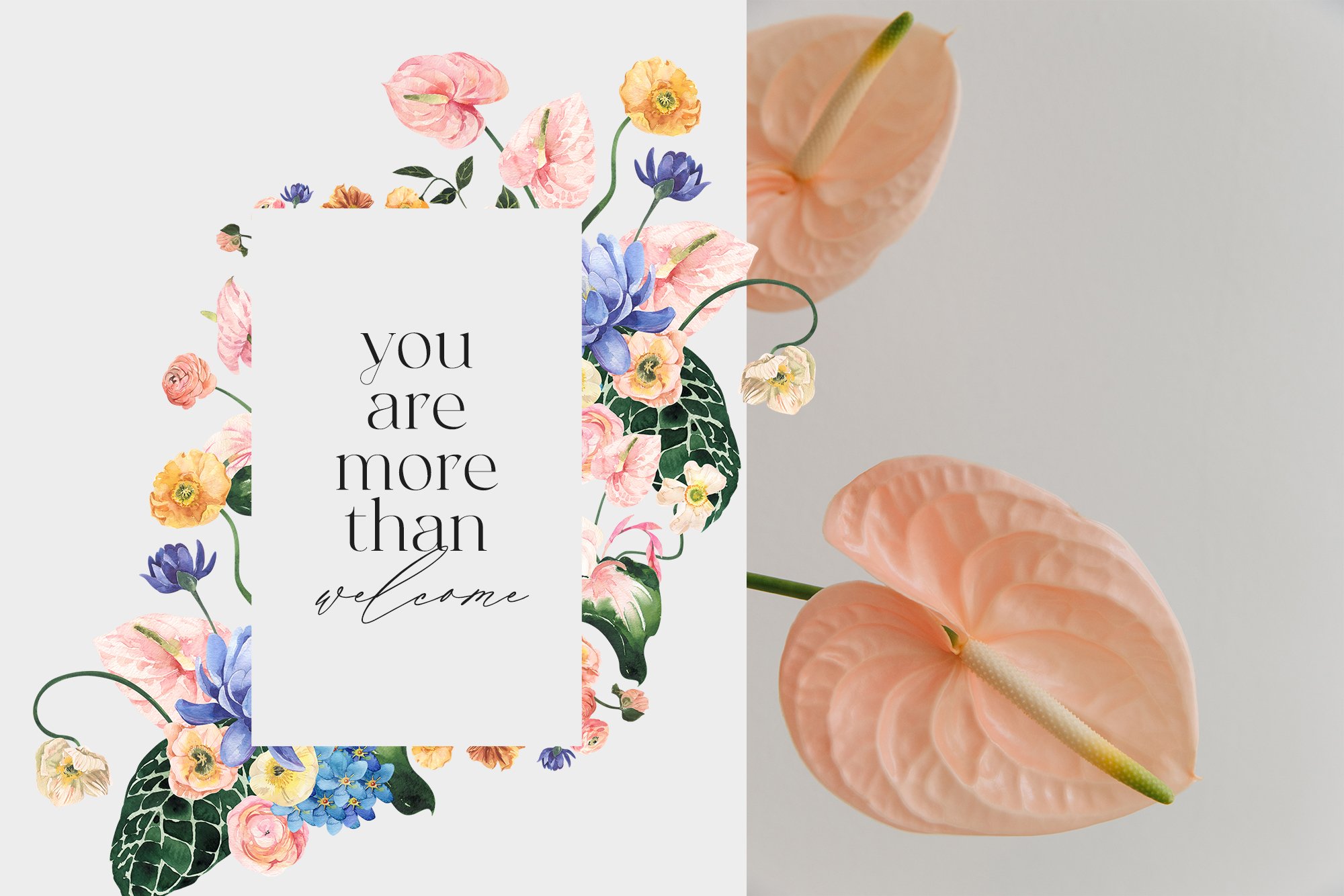 Nice font with flowers on a card.