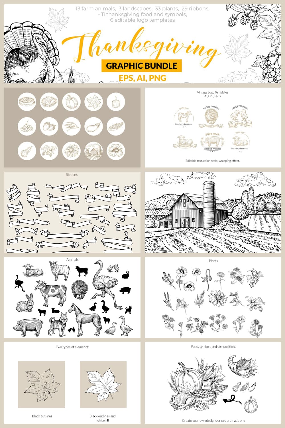 the bundle of thanksgiving graphics pinterest 1000 1500 2