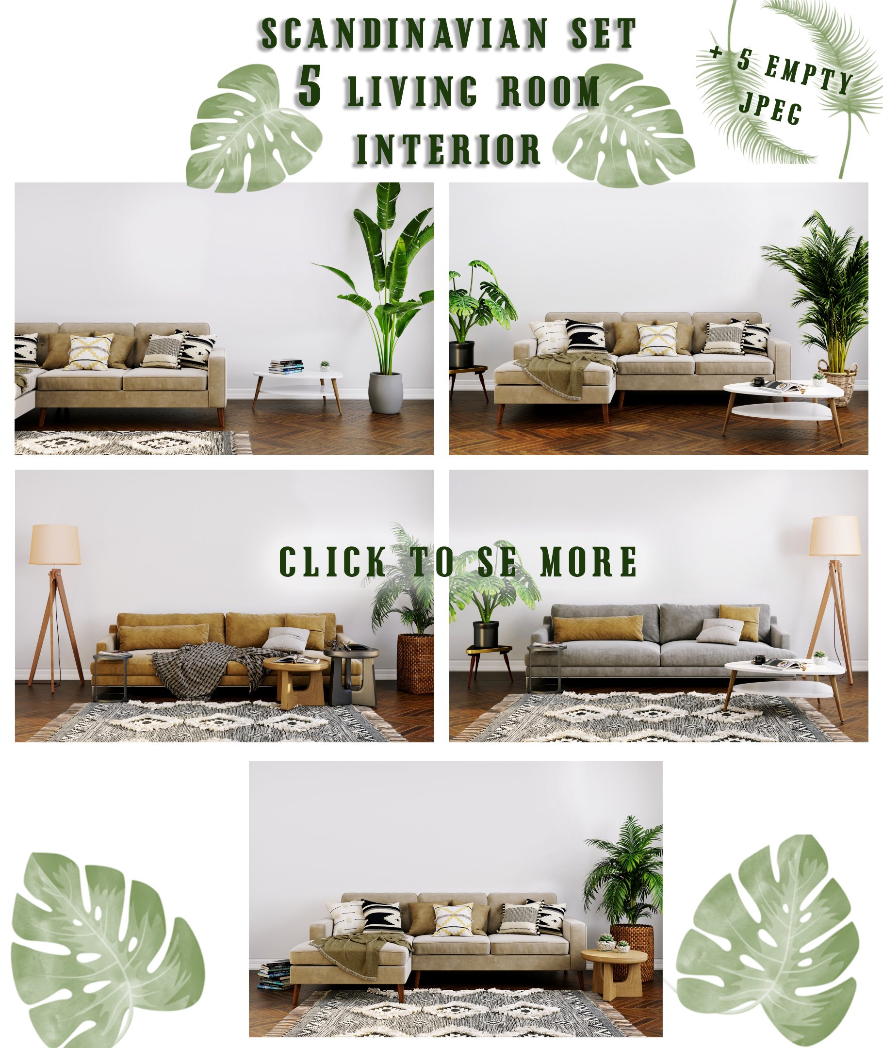 Diverse of the interior design with plants.