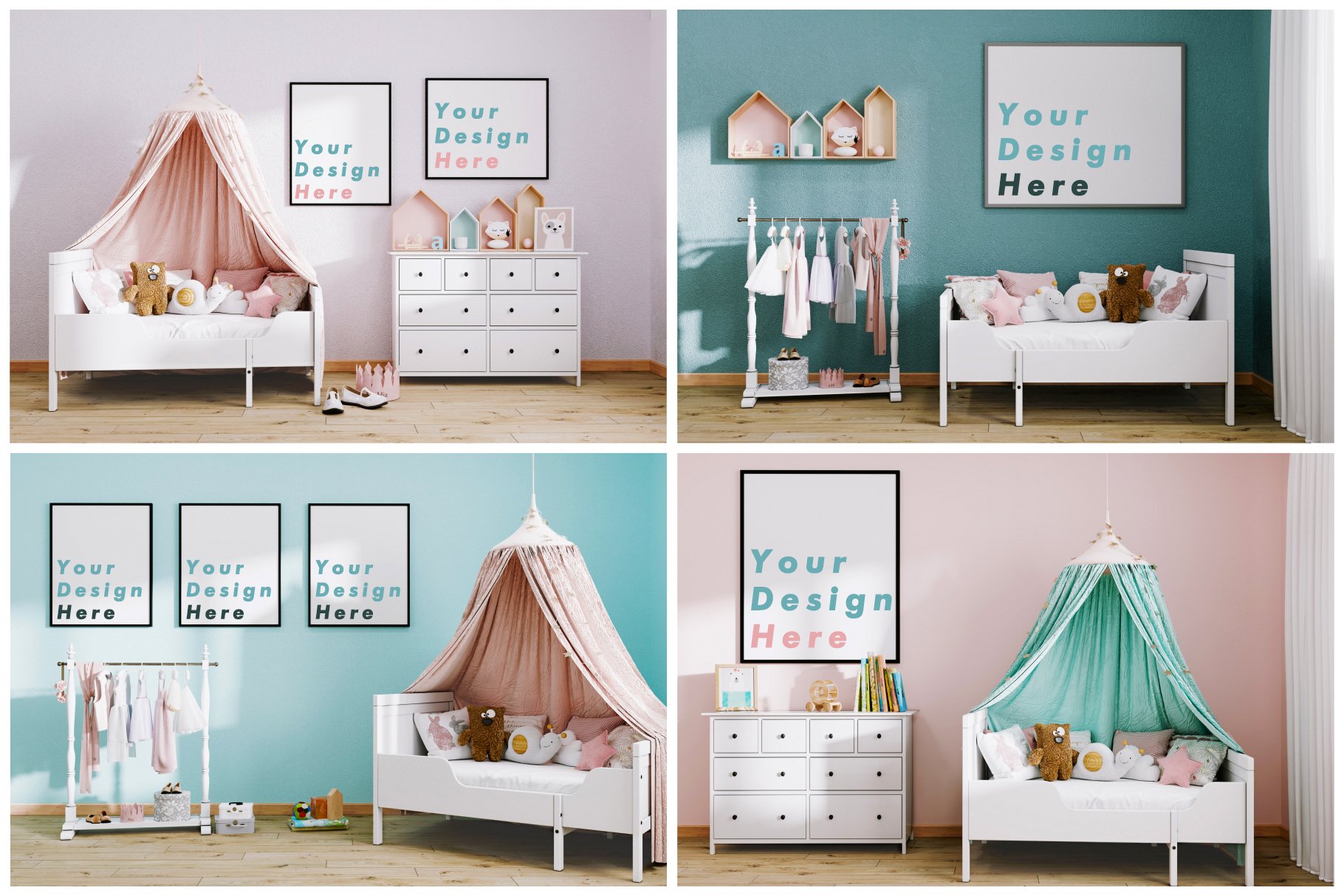 Four kids bedrooms options.