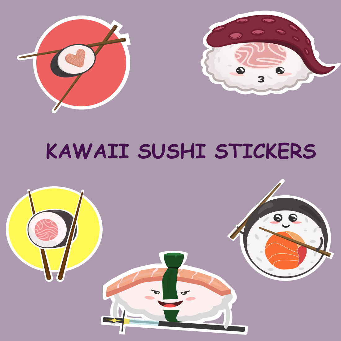 Kawaii Sushi Stickers cover image.