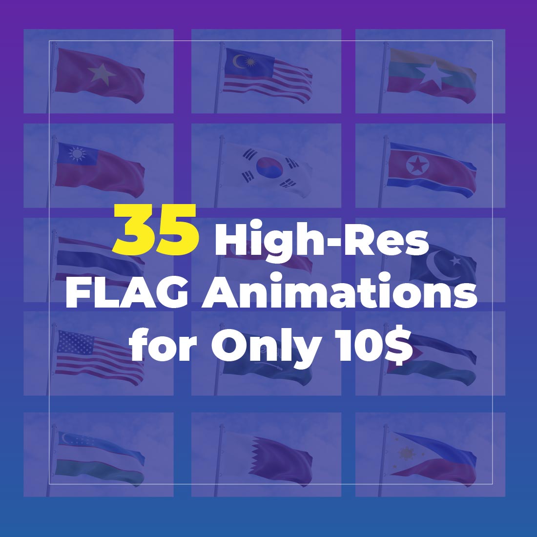 35 Motions Flag 3D animations with High-res.