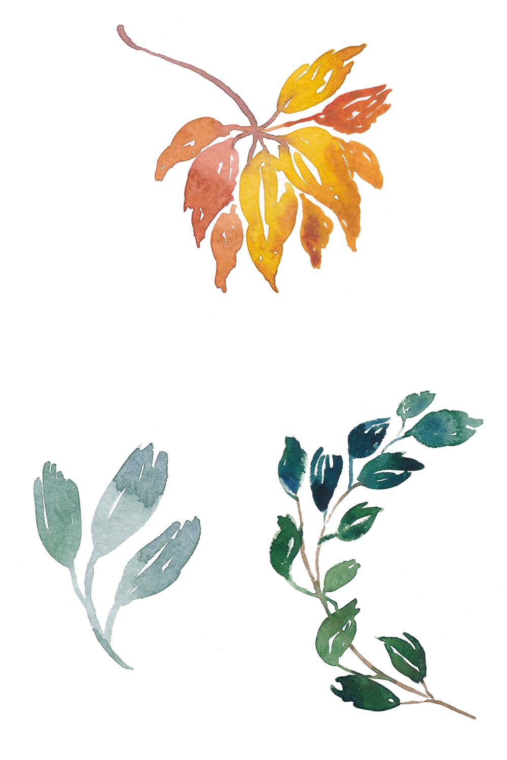 Watercolor Leaves Collection pinterest image.