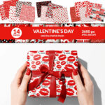 Valentines day digital paper - main image preview.