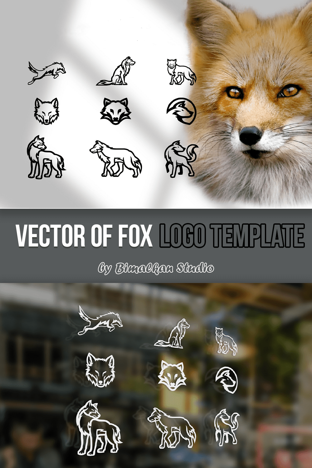 Vector of fox logo template - pinterest image preview.