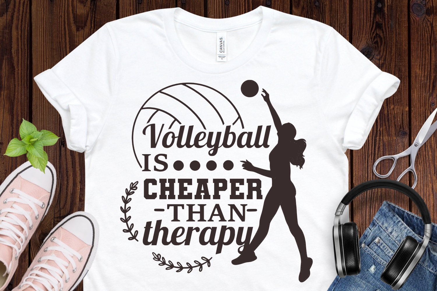 Volleyball is cheaper than therapy - t-shirt design.