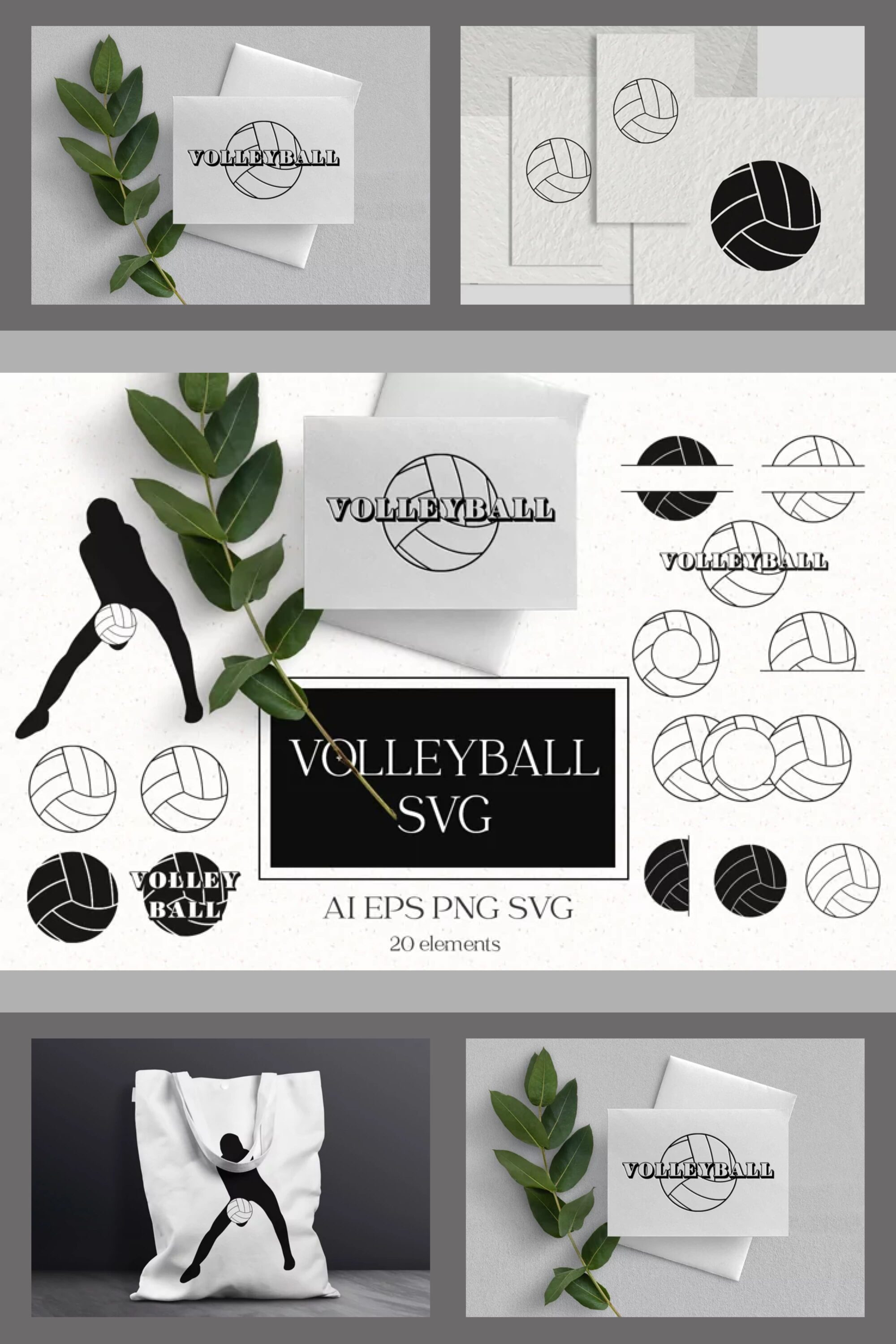 Volleyball svg - pinterest image preview.