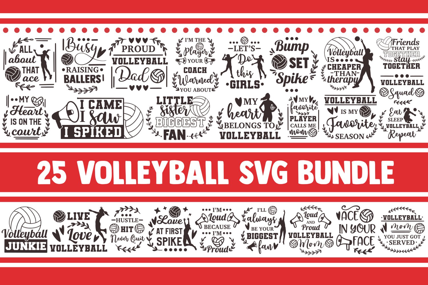 Cover image of volleyball svg bundle.