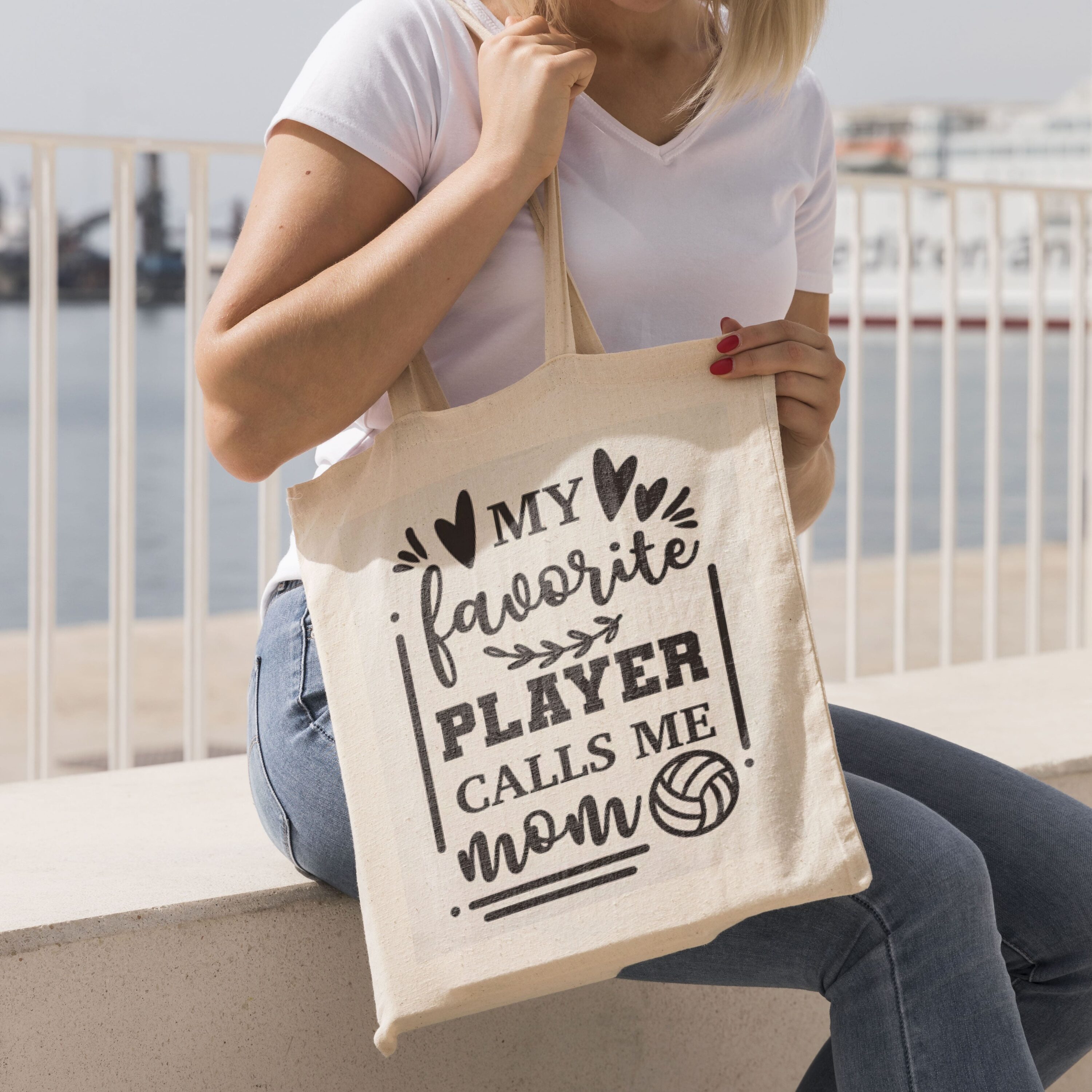 Shopping bag with volleyball svg bundle.
