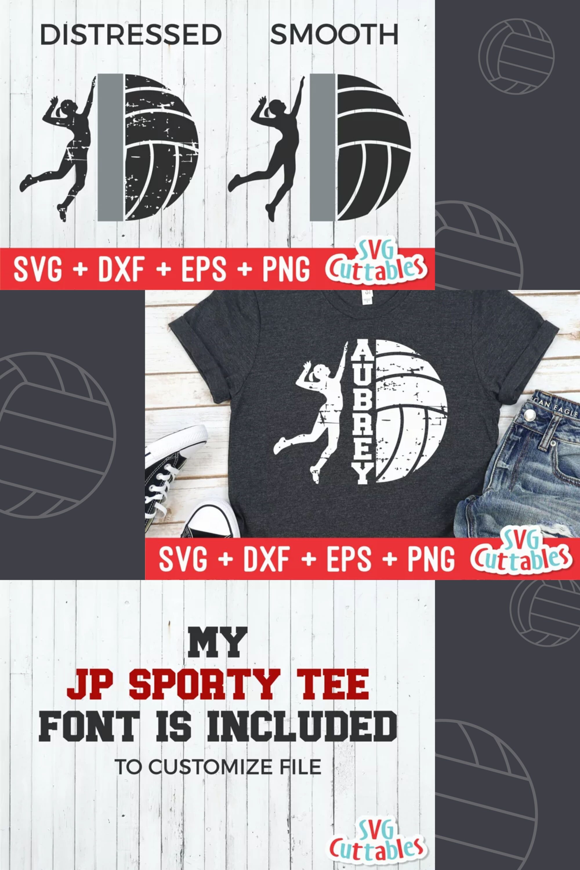 Volleyball svg template - pinterest image preview.