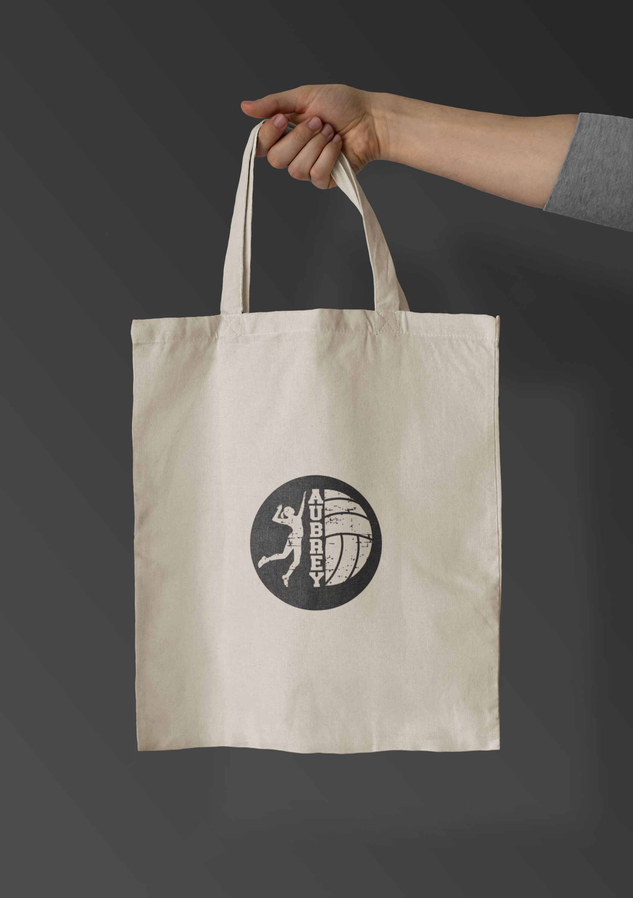 Shopping bag with volleyball print.